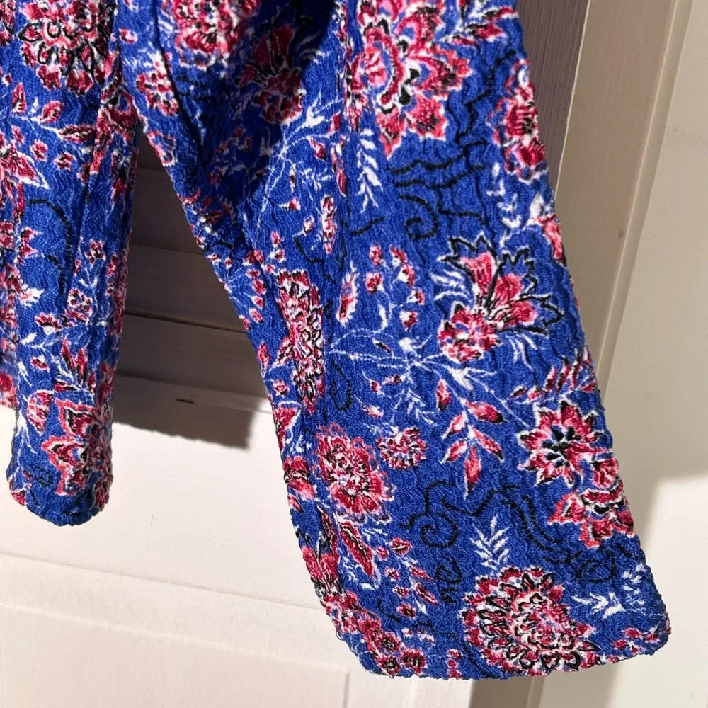 Ann Taylor LOFT Size XL NWT Garden Shirred Puff Long Sleeve Top Cerulean Star